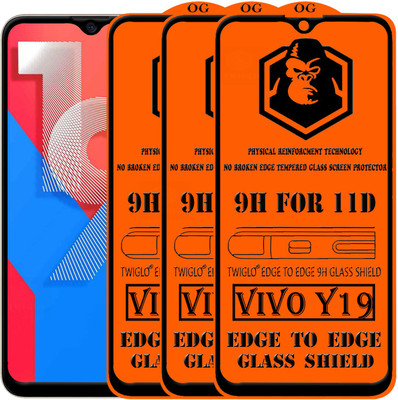 TWIGLO Edge To Edge Tempered Glass for VIVO Y19(Pack of 3)
