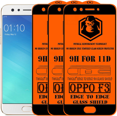 TWIGLO Edge To Edge Tempered Glass for Oppo F3(Pack of 3)