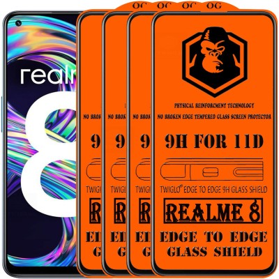 TWIGLO Edge To Edge Tempered Glass for REALME 8(Pack of 4)