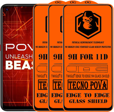 TWIGLO Edge To Edge Tempered Glass for TECNO POVA(Pack of 3)