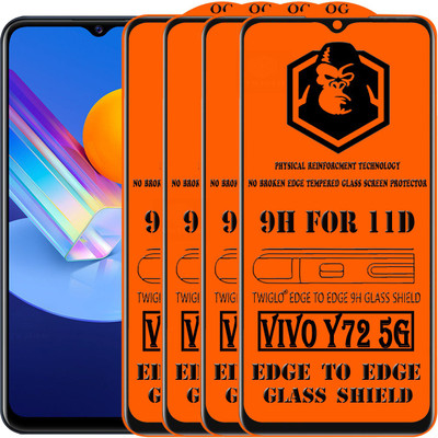 TWIGLO Edge To Edge Tempered Glass for VIVO Y72 5G(Pack of 4)