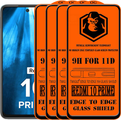 TWIGLO Edge To Edge Tempered Glass for REDMI 10 PRIME(Pack of 4)
