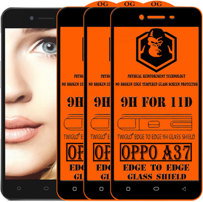 TWIGLO Edge To Edge Tempered Glass for Oppo A37(Pack of 3)