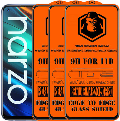 TWIGLO Edge To Edge Tempered Glass for REALME NARZO 20 PRO(Pack of 3)