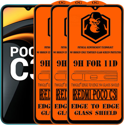 TWIGLO Edge To Edge Tempered Glass for REDMI POCO C3(Pack of 3)