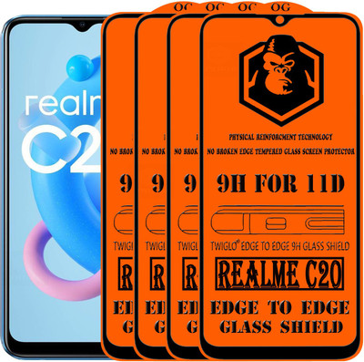 TWIGLO Edge To Edge Tempered Glass for REALME C20(Pack of 4)