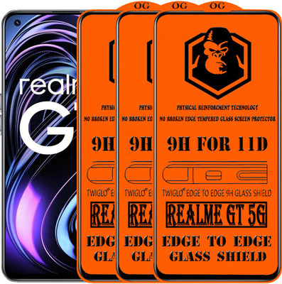 TWIGLO Edge To Edge Tempered Glass for REALME GT 5G(Pack of 3)