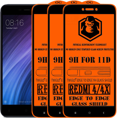 TWIGLO Edge To Edge Tempered Glass for Mi Redmi 4X(Pack of 3)