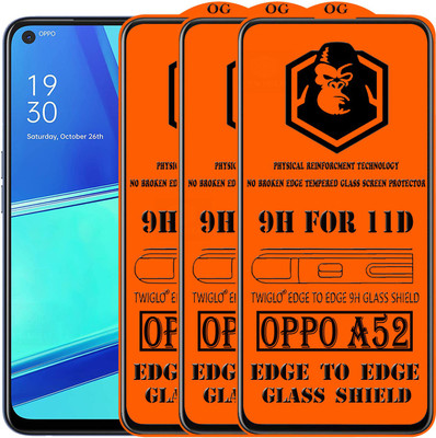 TWIGLO Edge To Edge Tempered Glass for OPPO A52(Pack of 3)