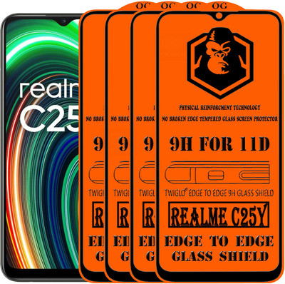 TWIGLO Edge To Edge Tempered Glass for REALME C25Y(Pack of 4)