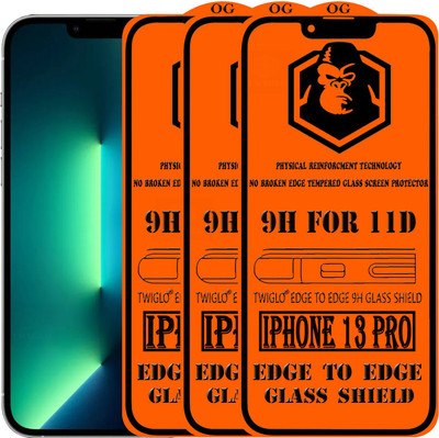 TWIGLO Edge To Edge Tempered Glass for apple IPHONE 13 PRO(Pack of 3)