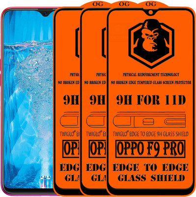 TWIGLO Edge To Edge Tempered Glass for OPPO F9 Pro(Pack of 3)