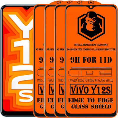 TWIGLO Edge To Edge Tempered Glass for VIVO Y12S(Pack of 4)