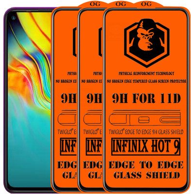 TWIGLO Edge To Edge Tempered Glass for INFINIX HOT 9(Pack of 3)