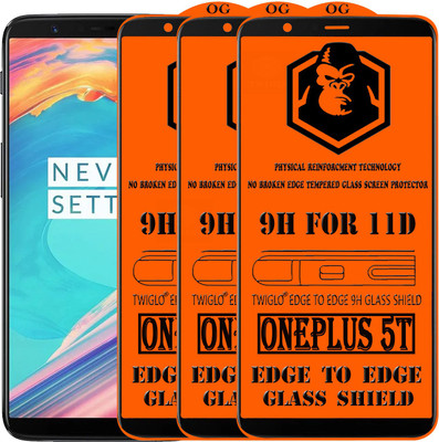 TWIGLO Edge To Edge Tempered Glass for OnePlus 5T(Pack of 3)