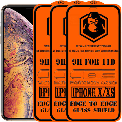 TWIGLO Edge To Edge Tempered Glass for Apple iPhone X(Pack of 3)