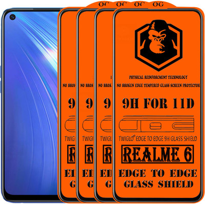 TWIGLO Edge To Edge Tempered Glass for REALME 6(Pack of 4)