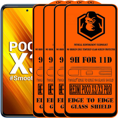 TWIGLO Edge To Edge Tempered Glass for REDMI POCO X3(Pack of 4)