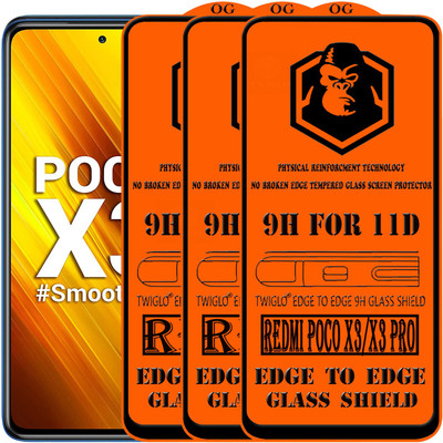 TWIGLO Edge To Edge Tempered Glass for REDMI POCO X3(Pack of 3)