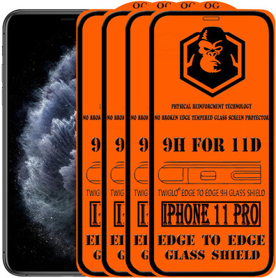 TWIGLO Edge To Edge Tempered Glass for apple IPHONE 11 PRO(Pack of 4)