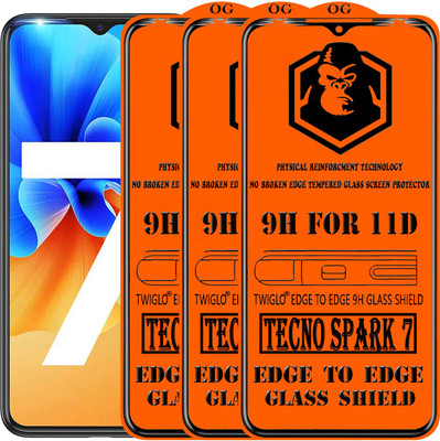 TWIGLO Edge To Edge Tempered Glass for TECNO SPARK 7(Pack of 3)