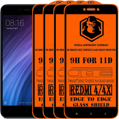 TWIGLO Edge To Edge Tempered Glass for Mi Redmi 4X(Pack of 4)