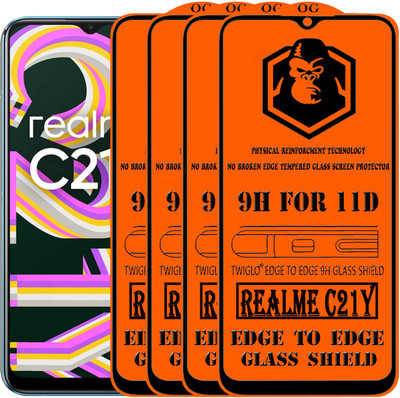 TWIGLO Edge To Edge Tempered Glass for REALME C21Y(Pack of 4)