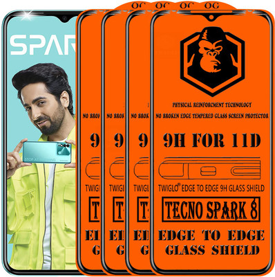 TWIGLO Edge To Edge Tempered Glass for TECNO SPARK 8(Pack of 4)