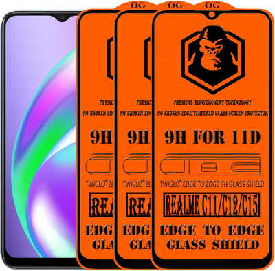TWIGLO Edge To Edge Tempered Glass for REALME C11(Pack of 3)