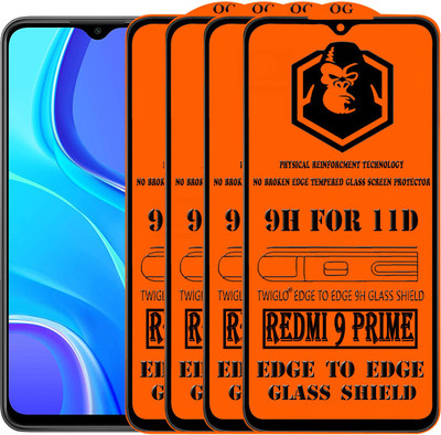 TWIGLO Edge To Edge Tempered Glass for REDMI 9 PRIME(Pack of 4)