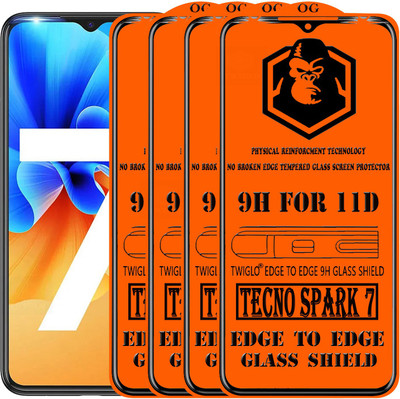 TWIGLO Edge To Edge Tempered Glass for TECNO SPARK 7(Pack of 4)