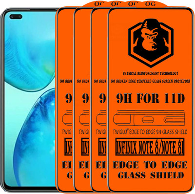 TWIGLO Edge To Edge Tempered Glass for INFINIX NOTE 8I(Pack of 4)
