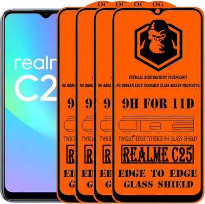 TWIGLO Edge To Edge Tempered Glass for REALME C25(Pack of 4)