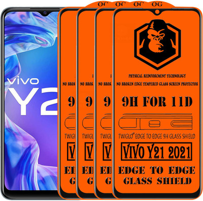 TWIGLO Edge To Edge Tempered Glass for VIVO Y21 2021(Pack of 4)