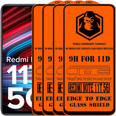 TWIGLO Edge To Edge Tempered Glass for REDMI NOTE 11T 5G(Pack of 4)