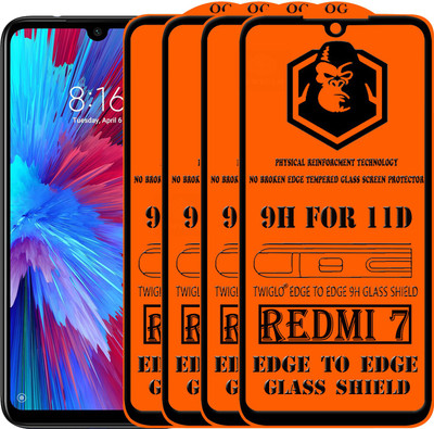 TWIGLO Edge To Edge Tempered Glass for REDMI 7(Pack of 4)