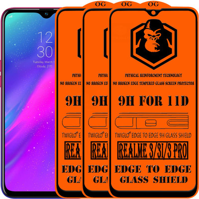 TWIGLO Edge To Edge Tempered Glass for Realme 3(Pack of 3)