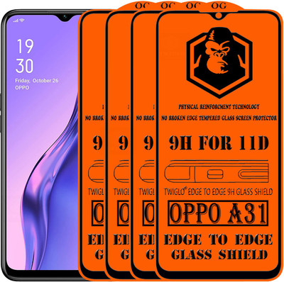 TWIGLO Edge To Edge Tempered Glass for OPPO A31(Pack of 4)