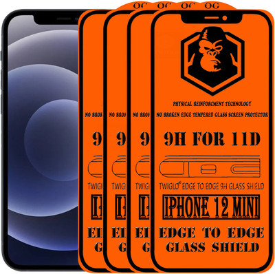 TWIGLO Edge To Edge Tempered Glass for apple IPHONE 12 MINI(Pack of 4)