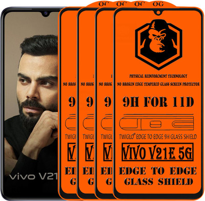 TWIGLO Edge To Edge Tempered Glass for VIVO V21E 5G(Pack of 4)