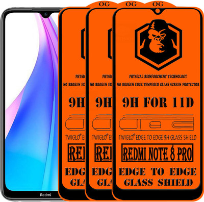 TWIGLO Edge To Edge Tempered Glass for REDMI NOTE 8 PRO(Pack of 3)