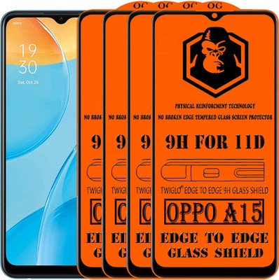 TWIGLO Edge To Edge Tempered Glass for OPPO A15(Pack of 4)