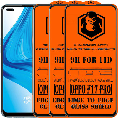 TWIGLO Edge To Edge Tempered Glass for OPPO F17 PRO(Pack of 3)