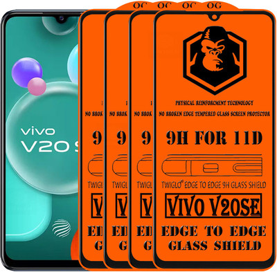 TWIGLO Edge To Edge Tempered Glass for VIVO V20SE(Pack of 4)