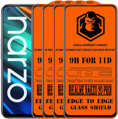 TWIGLO Edge To Edge Tempered Glass for REALME NARZO 20 PRO(Pack of 4)