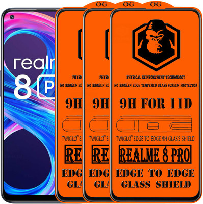 TWIGLO Edge To Edge Tempered Glass for REALME 8 PRO(Pack of 3)