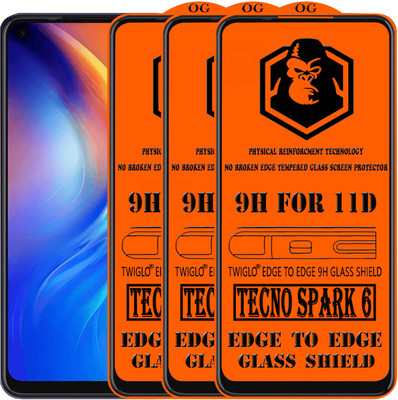 TWIGLO Edge To Edge Tempered Glass for TECNO SPARK 6(Pack of 3)