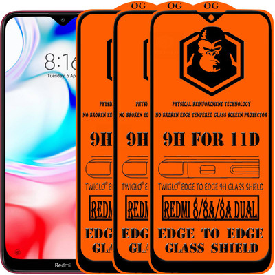 TWIGLO Edge To Edge Tempered Glass for REDMI 8A DUAL(Pack of 3)
