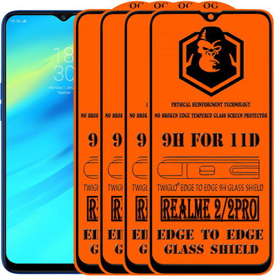 TWIGLO Edge To Edge Tempered Glass for Realme 2 Pro(Pack of 4)