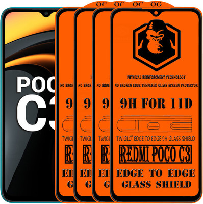 TWIGLO Edge To Edge Tempered Glass for REDMI POCO C3(Pack of 4)